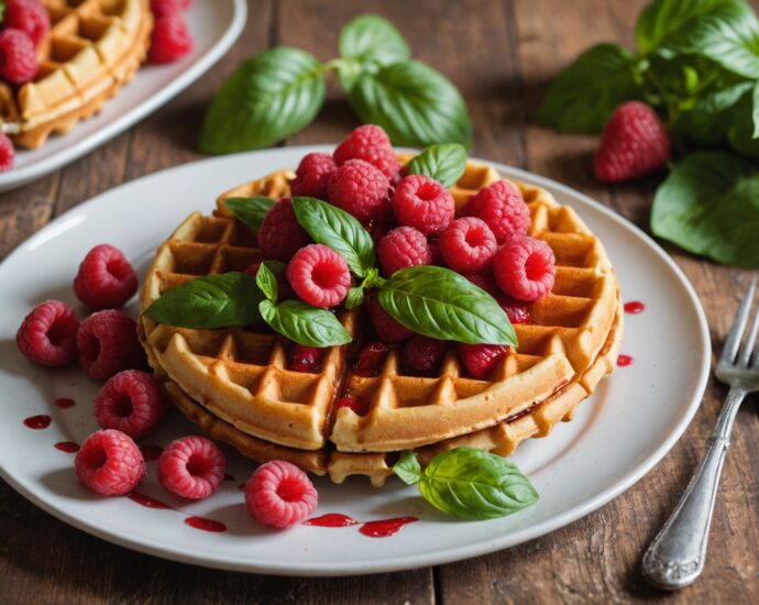 Délicieuse Gaufre Arc-en-Ciel à la Framboise et au Basilic : Recette Facile et Express