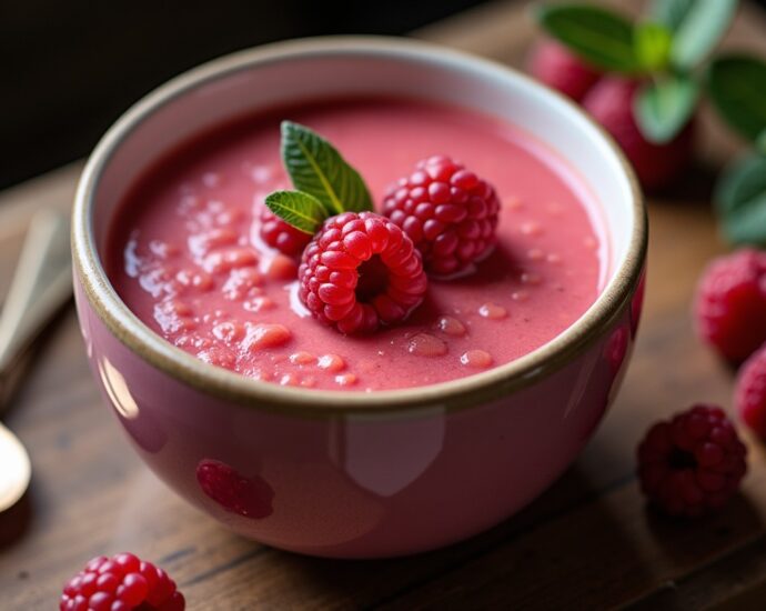 Délicieuse soupe festive au champagne et framboises : la recette simplifiée